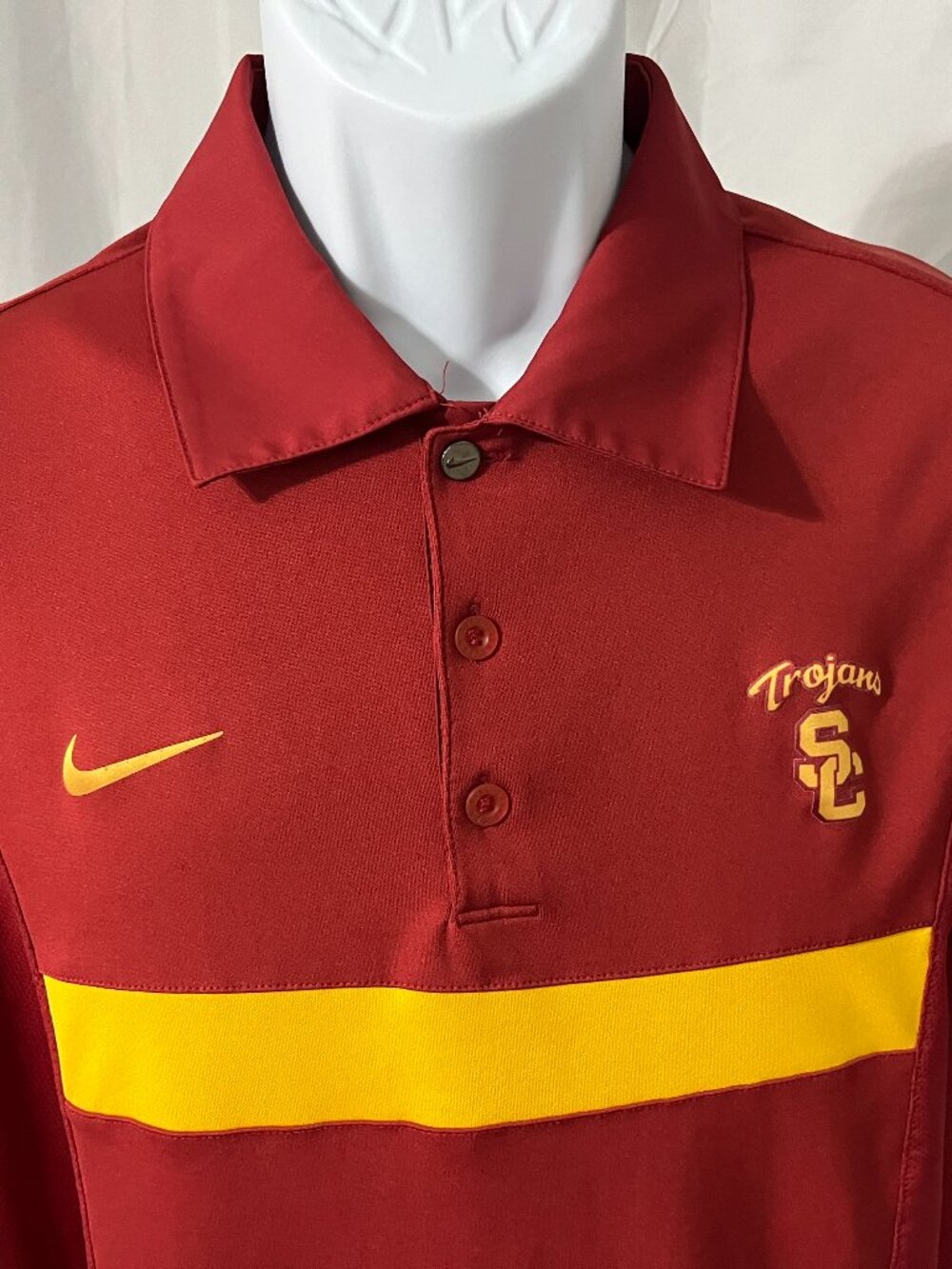 🏈 Nike Dri-FIT Men’s M USC Trojans Red Gold Golf Polo Shirt EUC ⛳